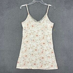 Tahari Floral Chemise Nightgown Womens Small Pink Lace Trim cottage coquette